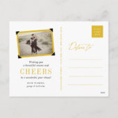 Happy New Year Moderne Script Chic Gold Starburst Feestdagenkaart (Achterkant)