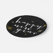 Happy New Year Moderne Script Chic Gold Starburst Papieren Bordje (Gekanteld)