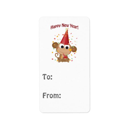 Happy New Year Monkey Etiket (Voorkant)