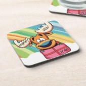 Happy New Year Moose - Feestelijke feestviering On Bier Onderzetter (Linkerzijde)