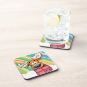 Happy New Year Moose - Feestelijke feestviering On Bier Onderzetter (Rechterzijde)