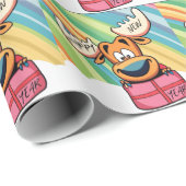 Happy New Year Moose - Feestelijke feestviering On Cadeaupapier (Rol Hoek)