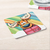 Happy New Year Moose - Feestelijke feestviering On Kartonnen Onderzetters (Schuin)