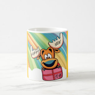 Happy New Year Moose - Feestelijke feestviering On Koffiemok