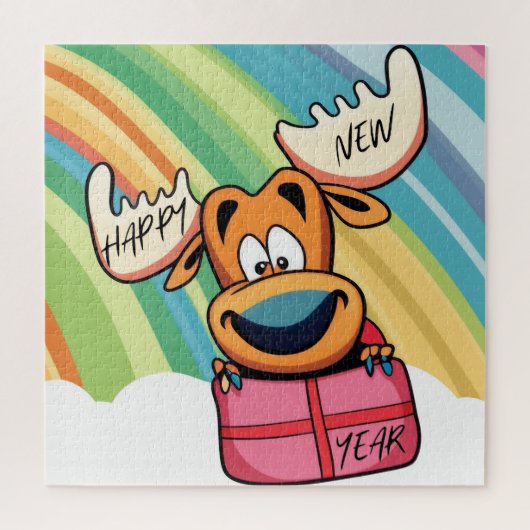 Happy New Year Moose - Feestelijke feestviering On Legpuzzel (Verticaal)