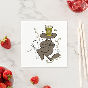 Happy New Year Mouse Paper Napkins Servet