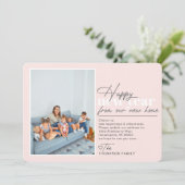 Happy New Year Moving Announge Blush Photo Feestdagenkaart (Staand voorkant)