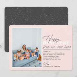 Happy New Year Moving Announge Blush Photo Feestdagenkaart