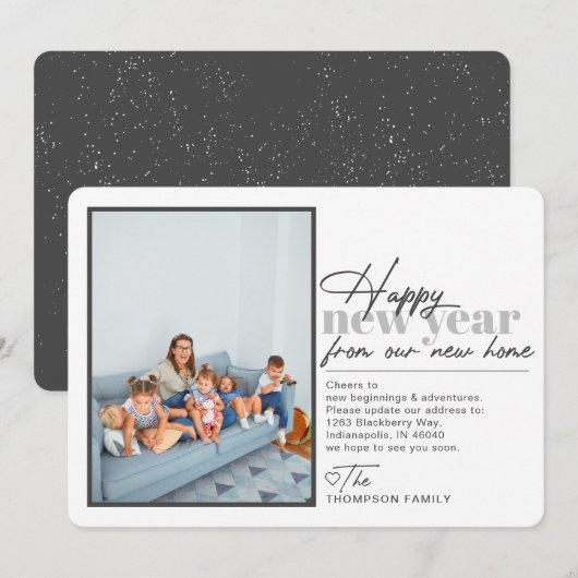 Happy New Year Moving Announge Foto Feestdagenkaart (Voorkant / Achterkant)