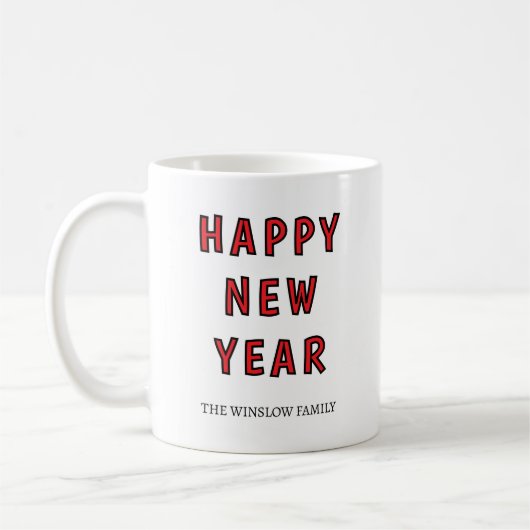 Happy New Year Mug Personalized Family Name custom Koffiemok (Links)