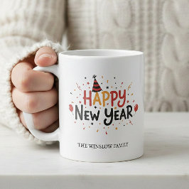 Happy New Year Mug Personalized Family Name custom Koffiemok
