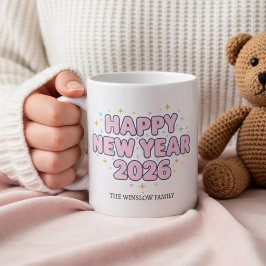 Happy New Year Mug Personalized Family Name custom Koffiemok
