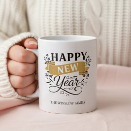 Happy New Year Mug Personalized Family Name custom Koffiemok