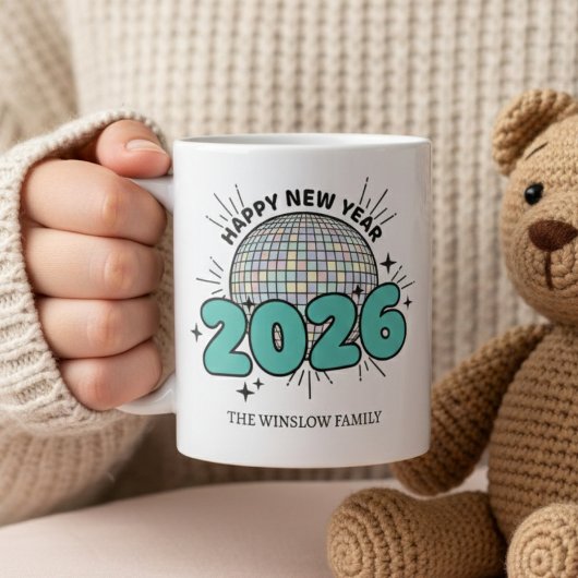 Happy New Year Mug Personalized Family Name custom Koffiemok