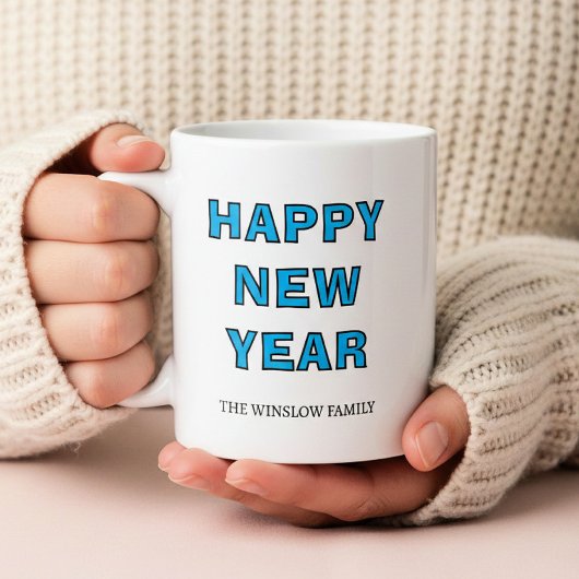 Happy New Year Mug Personalized Family Name custom Koffiemok