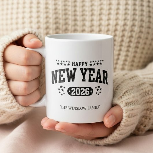 Happy New Year Mug Personalized Family Name custom Koffiemok