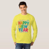 Happy New Year — Multicolour Confetti Celebration T-shirt (Voorkant volledig)
