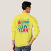 Happy New Year — Multicolour Confetti Celebration T-shirt (Achterkant volledig)