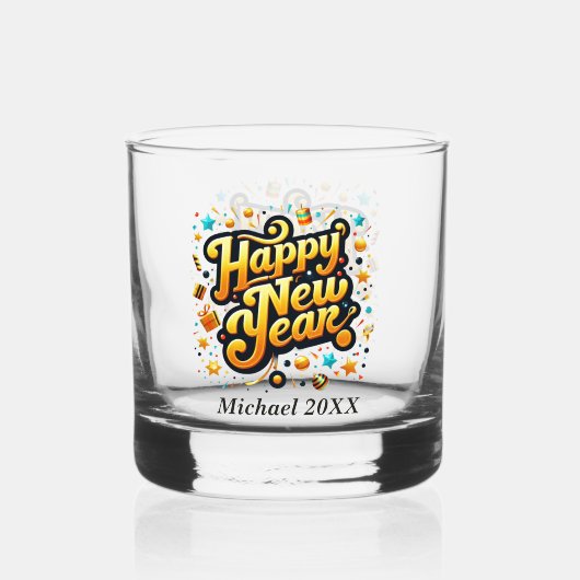 Happy New Year-naam toevoegen Whisky Glas (Voorkant)