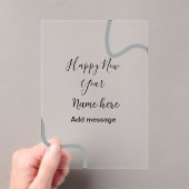 Happy new year name message gray simple holiday  acryl uitnodigingen (Insitu (Draagbaar))