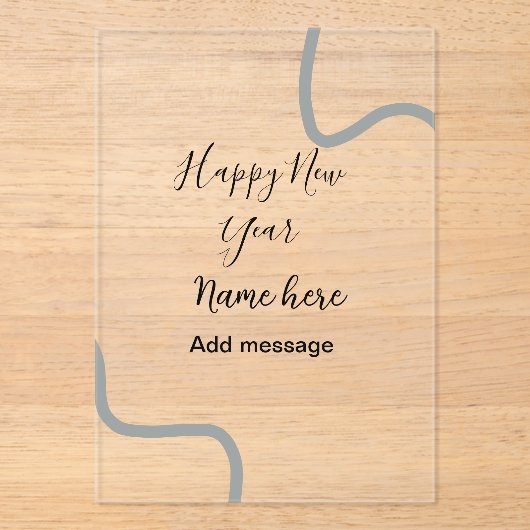 Happy new year name message gray simple holiday  acryl uitnodigingen (Voorkant)