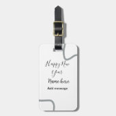 Happy new year name message gray simple holiday  bagagelabel (Voorkant verticaal)