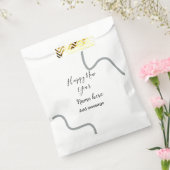 Happy new year name message gray simple holiday  bedankzakje (Gezegeld)