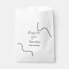 Happy new year name message gray simple holiday  bedankzakje