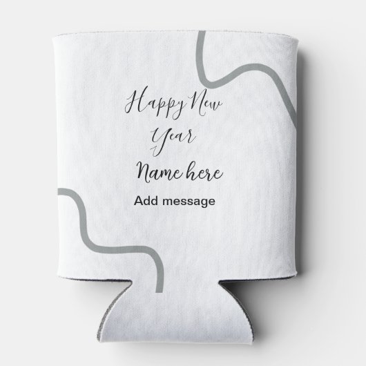Happy new year name message gray simple holiday  blikjeskoeler (Achterkant)