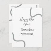 Happy new year name message gray simple holiday  briefkaart (Voorkant / Achterkant)