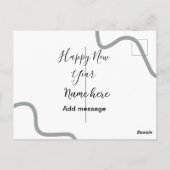Happy new year name message gray simple holiday  briefkaart (Achterkant)