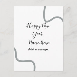 Happy new year name message gray simple holiday  briefkaart