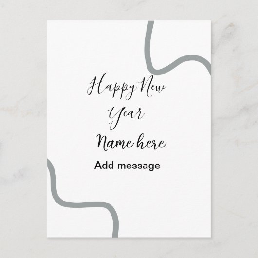 Happy new year name message gray simple holiday  briefkaart (Voorkant)