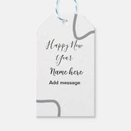 Happy new year name message gray simple holiday  cadeaulabel