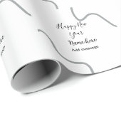 Happy new year name message gray simple holiday  cadeaupapier (Rol Hoek)