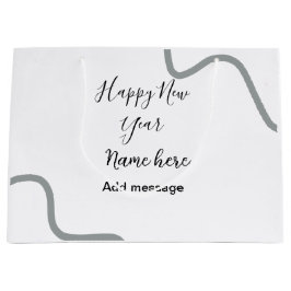 Happy new year name message gray simple holiday  groot cadeauzakje