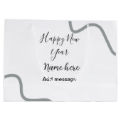 Happy new year name message gray simple holiday  groot cadeauzakje (Achterkant)