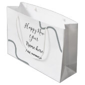 Happy new year name message gray simple holiday  groot cadeauzakje (Achterkant Gekanteld)