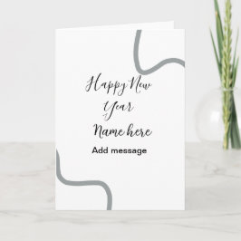 Happy new year name message gray simple holiday  kaart