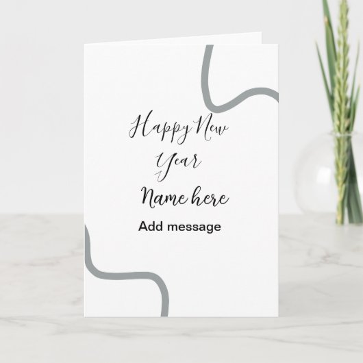 Happy new year name message gray simple holiday  kaart (Voorkant)