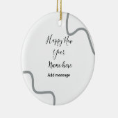 Happy new year name message gray simple holiday keramisch ornament (Rechts)
