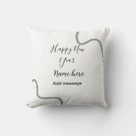 Happy new year name message gray simple holiday  kussen