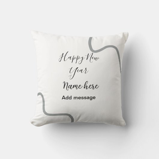 Happy new year name message gray simple holiday  kussen (Voorkant)