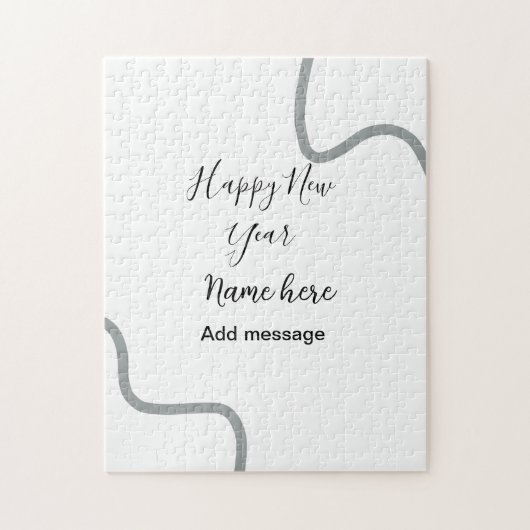 Happy new year name message gray simple holiday  legpuzzel (Verticaal)
