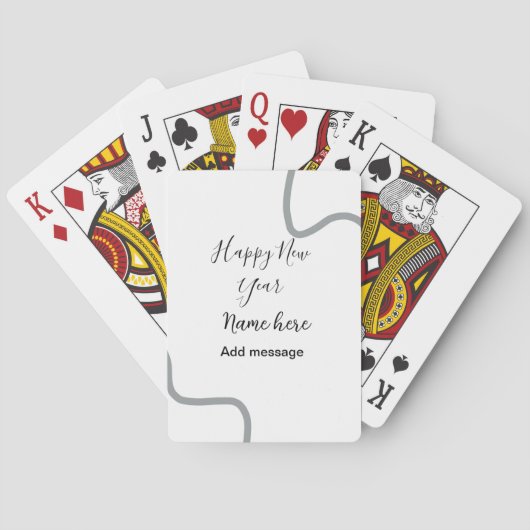 Happy new year name message gray simple holiday  pokerkaarten (Achterkant)