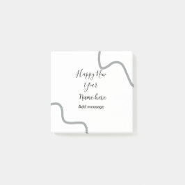 Happy new year name message gray simple holiday  post-it® notes