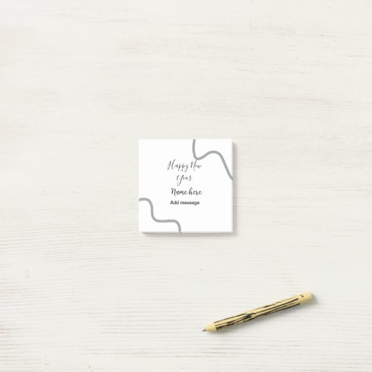 Happy new year name message gray simple holiday  post-it® notes (Op bureau)