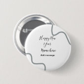 Happy new year name message gray simple holiday ronde button 5,7 cm (Voorkant /achterkant)