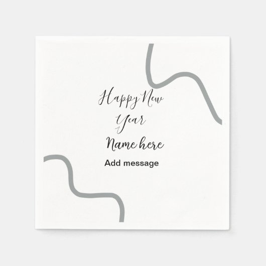 Happy new year name message gray simple holiday  servet (Voorkant)