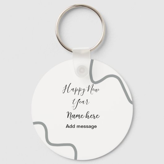 Happy new year name message gray simple holiday  sleutelhanger (Voorkant)